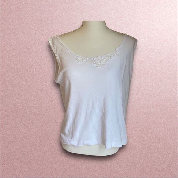STEVE Cotton Tank Top Lace Trim Size 1X - Picture 1 of 5